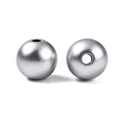 マットタイプスプレープリントアクリルビーズ  ラウンド  銀  8x7.5mm  穴：1.8mm  約1840個/500g&nbsp;ACRP-S669-8mm-01-1