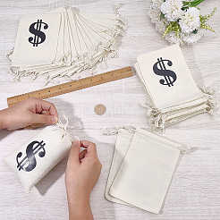 30Pcs Dollar Sign Printed Cloth Drawstring Bags&nbsp;ABAG-FG0001-13