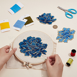 3Pcs 3 Styles Peony Pattern Polyester Fabrics Computerized Embroidery Cloth Sew on Patches&nbsp;PATC-BC0001-04