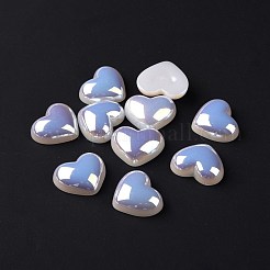 ABSプラスチック模造パール  ABカラーメッキ  ハート  ホワイト  17x20x6.5mm  穴：1.4mm&nbsp;FIND-A013-12A