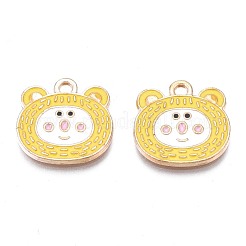 合金エナメルチャーム  カドミウムフリー＆ニッケルフリー＆鉛フリー  ライトゴールド  クマの頭  きいろ  16x16x1.5mm  穴：1.6mm&nbsp;ENAM-N054-74E