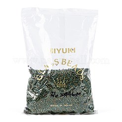 MIYUKIラウンドロカイユビーズ  日本製シードビーズ  8/0  （rr2446)フォレストグリーンレインボーゴールド光沢  3mm  穴：1mm  約19000~20500個/ポンド&nbsp;SEED-G008-RR2446