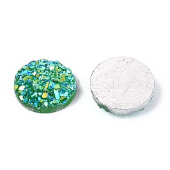ドゥルージー樹脂デコデンカボション  フラットラウンド  ミディアムシーグリーン  10x3mm&nbsp;RESI-WH20007-01C