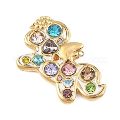 304 Stainless Steel Enamel with Rhinestone Pendants&nbsp;STAS-Z186-11G-01