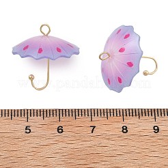 アクリルパーツ  傘  真鍮のパーツと  紫色のメディア  21.5x22mm  穴：2mm&nbsp;MACR-C035-01J