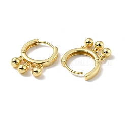 Brass Triple Ball Dangle Hoop Earrings for Women&nbsp;EJEW-A070-12G