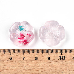 透明なアクリルビーズ  スモモの花  ツートン  ピンク  20x19.5x7mm  穴：1.6~1.8mm  約9個/20g&nbsp;X1-TACR-T028-40C