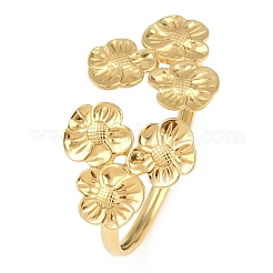 304ステンレススチール製マルチフラワーカフバングル（女性用）  ゴールドカラー  内径：2.32x2.09インチ（5.9x5.3cm）&nbsp;BJEW-A154-02A-G