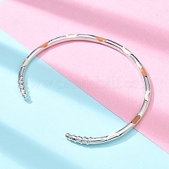 女性のための真鍮のオープンカフバングル  エナメル  長持ちメッキ  ダークオレンジ  内径：2-1/8x2-1/8インチ（5.3x5.5cm）&nbsp;BJEW-G736-12P-02