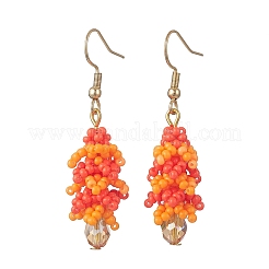 304 Stainless Steel Glass Seed Beads Tree Dangle Earrings&nbsp;EJEW-MZ00738