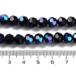 オペークガラスビーズ連売り  ファセット（32ファセット）  ラウンド  ブラック  8x7~7.5mm  穴：1.2mm  約65~67個/連  19.49~19.69''（49.5~50センチメートル）&nbsp;EGLA-A035-P8mm-L18