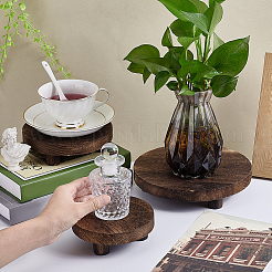 木製コーヒーカップベースホルダーキット  フラットラウンド  ココナッツブラウン  12.7~20x4.4cm  3個/セット&nbsp;ODIS-WH0099-49A