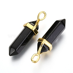 Natural Black Obsidian Bullet Double Terminated Pointed Pendants&nbsp;X-G-G902-B25