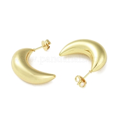 イオンプレーティング（IP）304ステンレススチール製スタッドピアス（女性用）  ムーン  18KGP本金メッキ  24.5x10mm&nbsp;STAS-I304-19G
