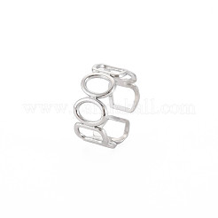 変色しない 304 ステンレススチール オープンジオメトリ ラップカフリング 女性用  ステンレス鋼色  usサイズ8（18.1mm）&nbsp;RJEW-S405-166P