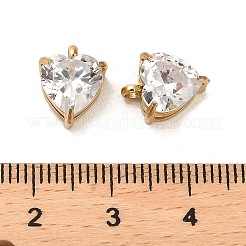 304ステンレススチールチャーム  ガラスと  ハートチャーム  14KGP本金メッキ  11x9x5.5mm  穴：1.8mm&nbsp;STAS-L022-089G