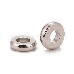 変色しない304ステンレススチールスペーサービーズ  ドーナツ  ステンレス鋼色  4x1mm  穴：2mm&nbsp;STAS-F136-03P