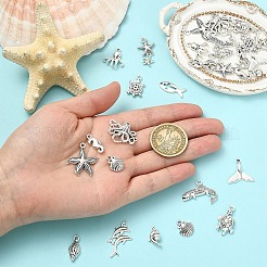 32Pcs 16 Styles Ocean Theme Tibetan Style Alloy Rhinestone Settings & Pendants&nbsp;FIND-YW0011-86