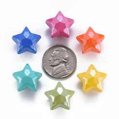 真珠色の不透明なアクリルビーズ  多面カット  片穴  スター  ミックスカラー  17x17.5x13.5mm  穴：3.5mm&nbsp;MACR-S373-42I