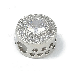 Rack Plating Brass Micro Pave Clear Cubic Zirconia Beads&nbsp;KK-A220-05P