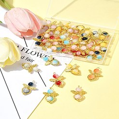 40Pcs 8 Colors Golden Alloy Glass Pendants&nbsp;PALLOY-FS00025