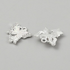合金とアクリルのペンダント  蝶  銀  ホワイト  20x17x5mm  穴：1.8mm&nbsp;FIND-WH0817-132S-03D