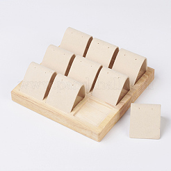 木製のピアスディスプレイ  フェイクスエードと  9のコンパートメント  正方形  桃パフ  15x15x1.8cm&nbsp;EDIS-E024-03