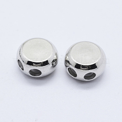 真鍮製連バー  ゴム入り  フラットラウンド  スライダービーズ  プラチナ  9x5mm  穴：1.8mm&nbsp;KK-K203-05P
