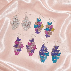4 Pairs 4 Colors Brass Butterfly Dangle Earrings&nbsp;EJEW-AN0003-80