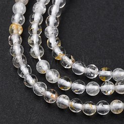 ナチュラルホワイトトパーズビーズ連売り  ラウンド  3mm  穴：0.7mm  約136個/連  15.35''（39センチメートル）&nbsp;LS-G-RM2025-B04-3mm