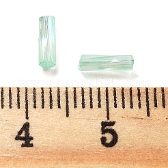 セイロンガラスツイストビューグルビーズ 10g  透明色の虹  ミディアムシーグリーン  6.5x2mm  穴：0.8mm&nbsp;X-SEED-L012-01C