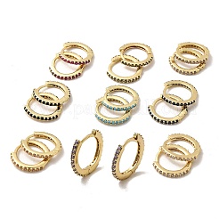 Brass Micro Pave Cubic Zirconia Hoop Earrings&nbsp;EJEW-P322-01G