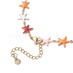 Ocean 304 Stainless Steel Colorful Enamel Starfish Fish Turtle Link Chain Necklaces for Women&nbsp;NJEW-JN05806