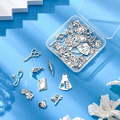 36pcs9スタイルチベットスタイルアロイペンダント  アンティークシルバー  13~30x6.5~22x1.5~8mm  穴：1.2~1.8mm  4個/スタイル&nbsp;TIBE-FP0001-03