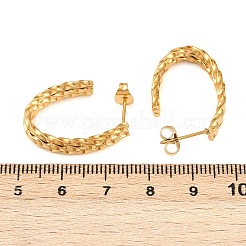 304ステンレススチール製オーバルスタッドピアス  イオンプレーティング（ip）  18KGP本金メッキ  24.5x17.5x5.5mm&nbsp;EJEW-I320-18G