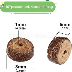 天然ココナッツシェルロンデルビーズ8x2.5~5連売り  ココナッツブラウン  1mm  穴：107mm  約16.1個/連  4インチ  1連/袋&nbsp;COCB-OC0001-001B