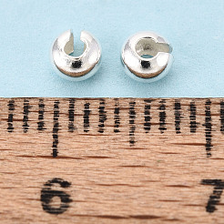 スターリングシルバーのクリンプビーズカバー925個。  銀  3.7x2.3mm  穴：1.2~1.4mm&nbsp;STER-T008-37S-03