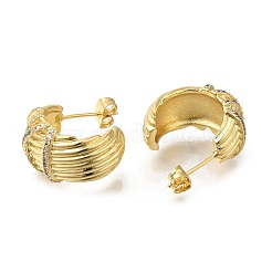 Brass Pave Clear Cubic Zirconia Stud Earrings&nbsp;EJEW-M088-05G