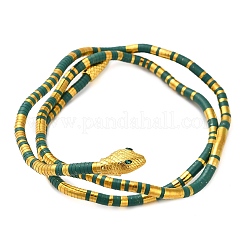 Alloy Green Rhinestone Snake Wrap Choker Necklaces for Women&nbsp;NJEW-Z087-02G