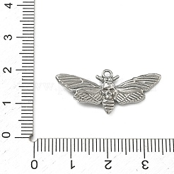304ステンレスペンダント  死の頭蛾のお守り  ステンレス鋼色  13x30x3.5mm  穴：1.5mm&nbsp;STAS-P446-06P