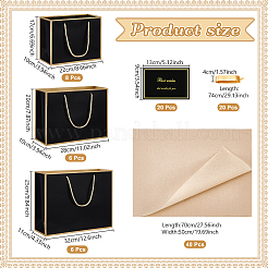 20Pcs 3 Styles Paper Gift Tote Bags with Polyester Gold Ribbon&nbsp;ABAG-WA0001-36B