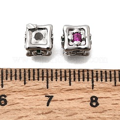 Brass Micro Pave Colorful Cubic Zirconia Beads&nbsp;KK-N289-25P