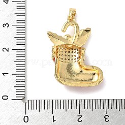 Christmas Brass Micro Pave Cubic Zirconia Pendants&nbsp;KK-K305-07F-02