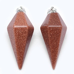 Natural & Synthetic Mixed Stone Pointed Pendants&nbsp;KK-E757-F-P