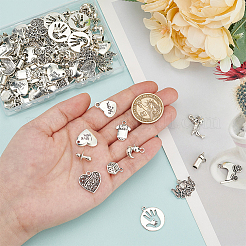 120Pcs 12 Styles Mother's Day Tibetan Style Alloy Pendants&nbsp;FIND-WR0011-46