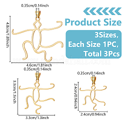 3個 3スタイル 真鍮ペンダント カボションセッティング  人間  ゴールドカラー  24~48x24~46mm  穴：3.5mm  1個/スタイル&nbsp;KK-WR0001-63G