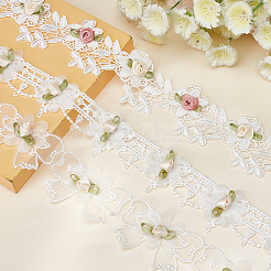3ヤード 3種類のレーストリム カラフルな花柄 DIY 刺繍トリムリボン  模造パールと  クラフトデコレーション縫製用  カラフル  1-3/4インチ（43~50mm）  1ヤード/スタイル&nbsp;DIY-GF0004-39