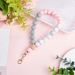 1Pc Silicone & Wood Pendant Decorations&nbsp;HJEW-BM0001-61A