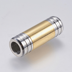 304ステンレススチール製マグネット留め具、接着端付き  コラム  ゴールデン·ステンレス鋼色  28x10mm  穴：6mm&nbsp;STAS-F139-074G