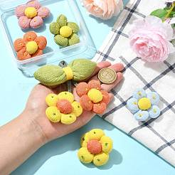 6Pcs 6 Styles Flower Cotton Brooches&nbsp;JEWB-CJ0001-72